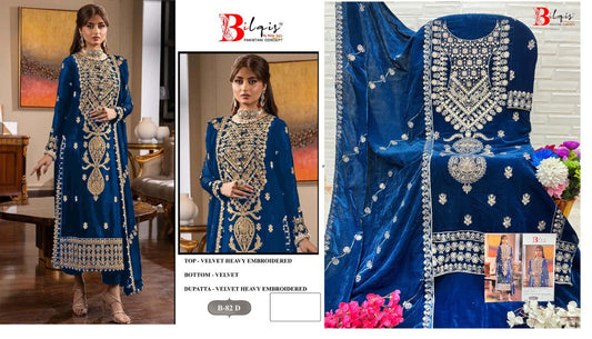 B 82D Bilqis Embroidered Velvet Suits