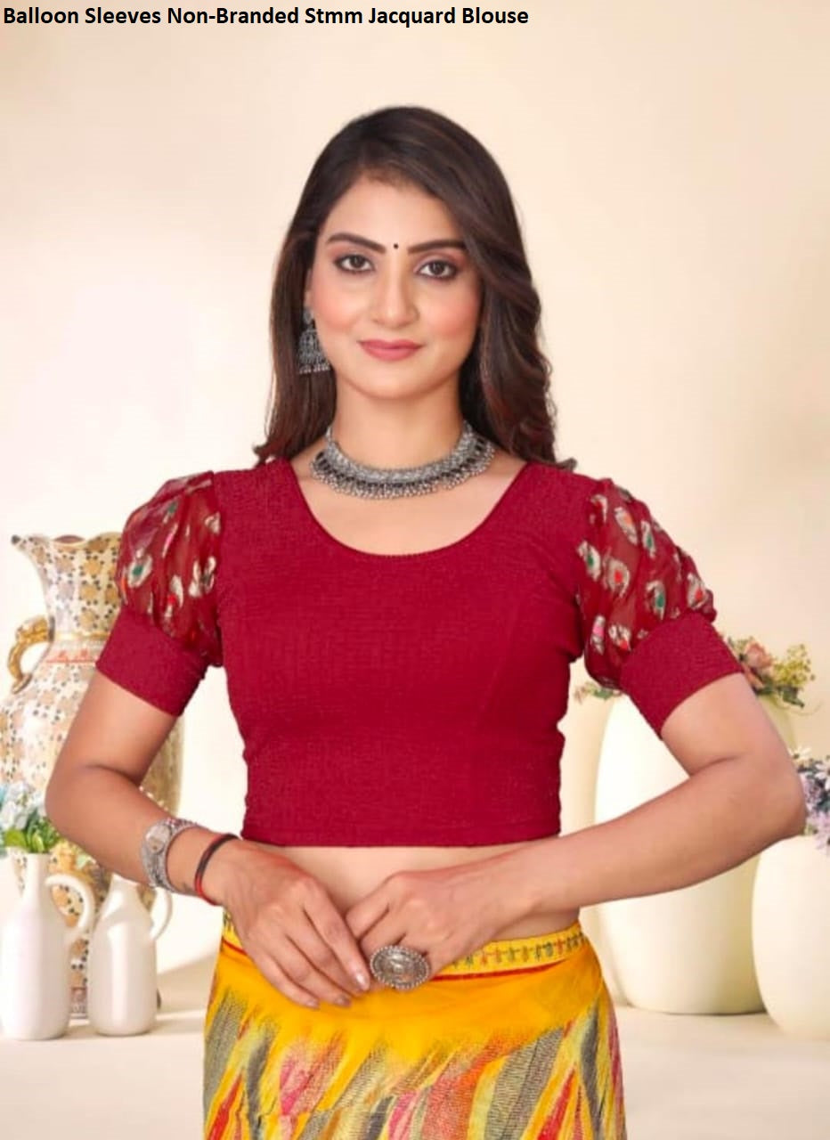 Balloon Sleeves Non-Branded Stmm Jacquard Blouse