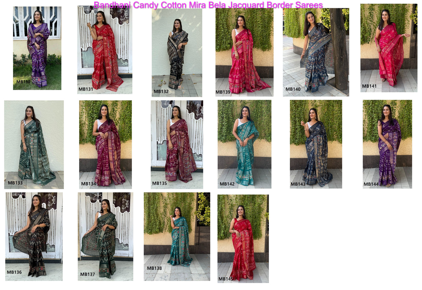 Bandhani Candy Cotton Mira Bela Jacquard Border Sarees