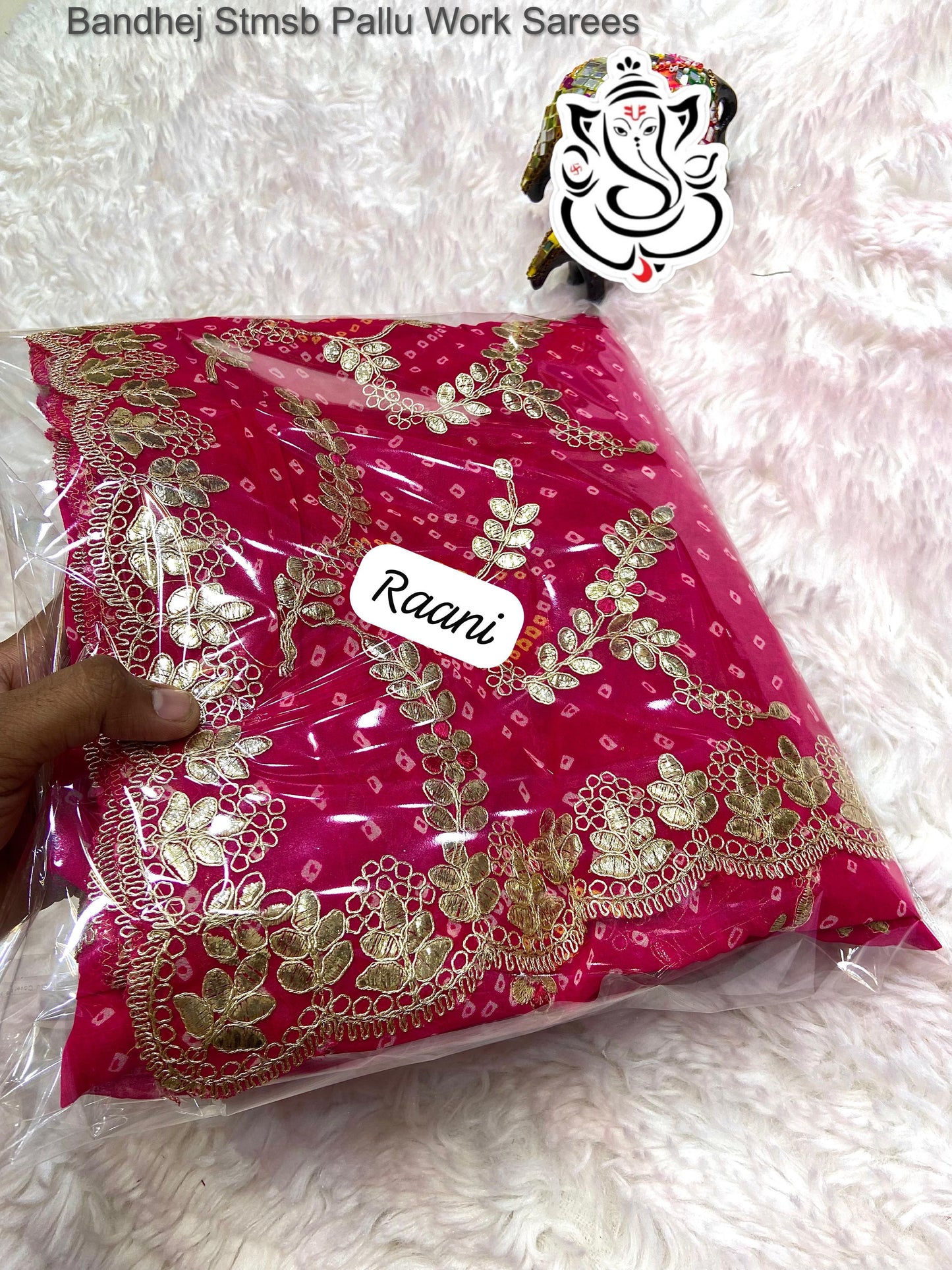 Bandhej Stmsb Pallu Work Sarees