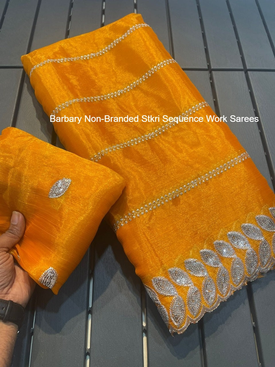 Barbary Non-Branded Stkri Sequence Work Sarees