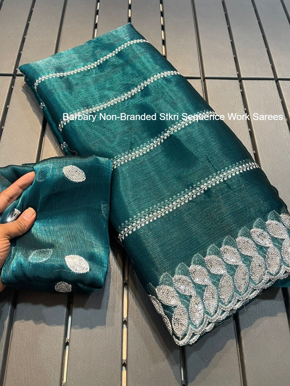 Barbary Non-Branded Stkri Sequence Work Sarees
