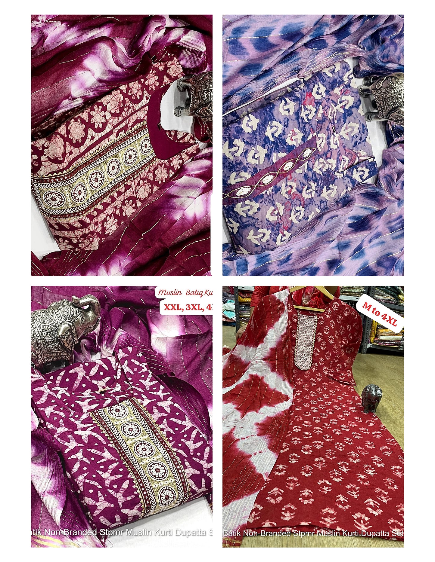 Batik Non-Branded Stpmr Muslin Kurti Dupatta Set
