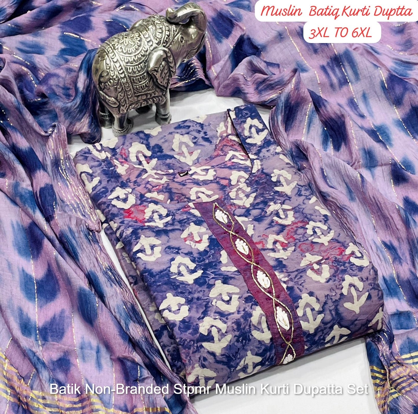 Batik Non-Branded Stpmr Muslin Kurti Dupatta Set