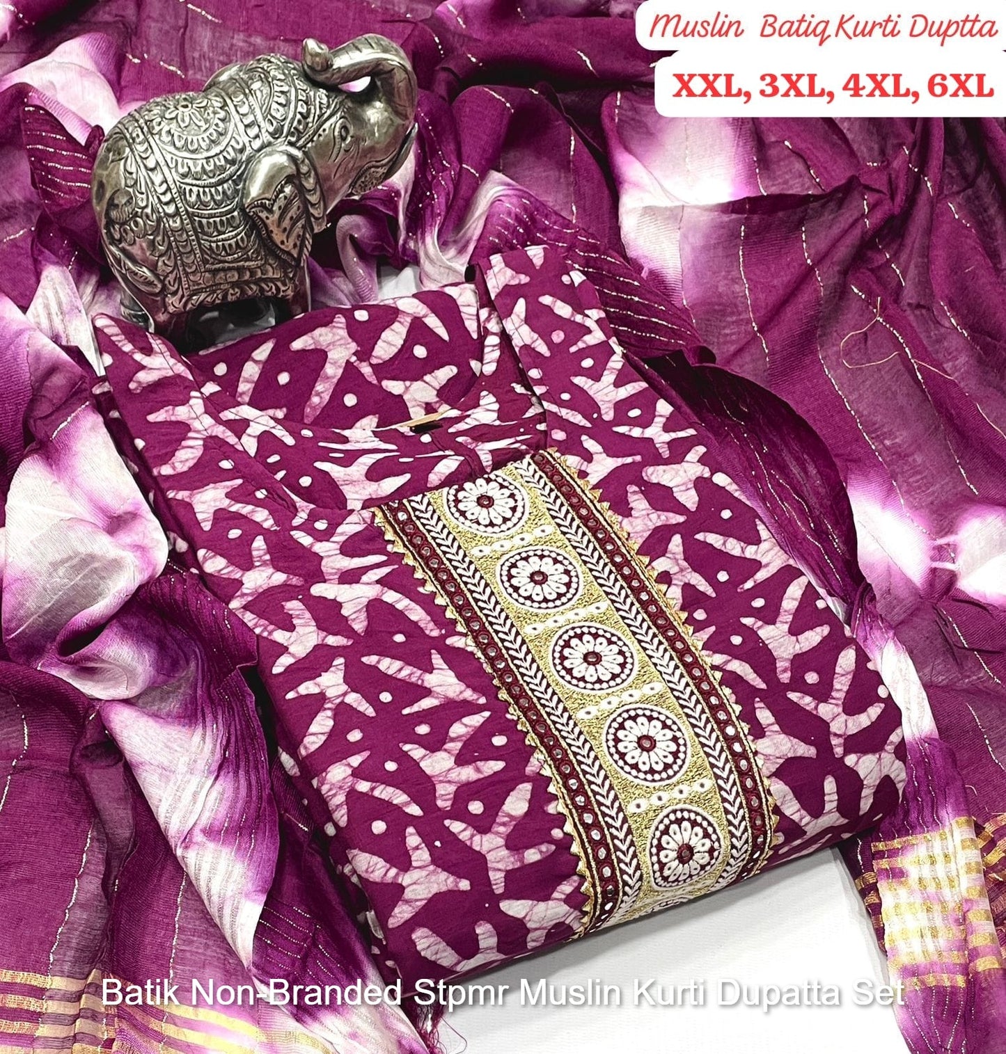 Batik Non-Branded Stpmr Muslin Kurti Dupatta Set
