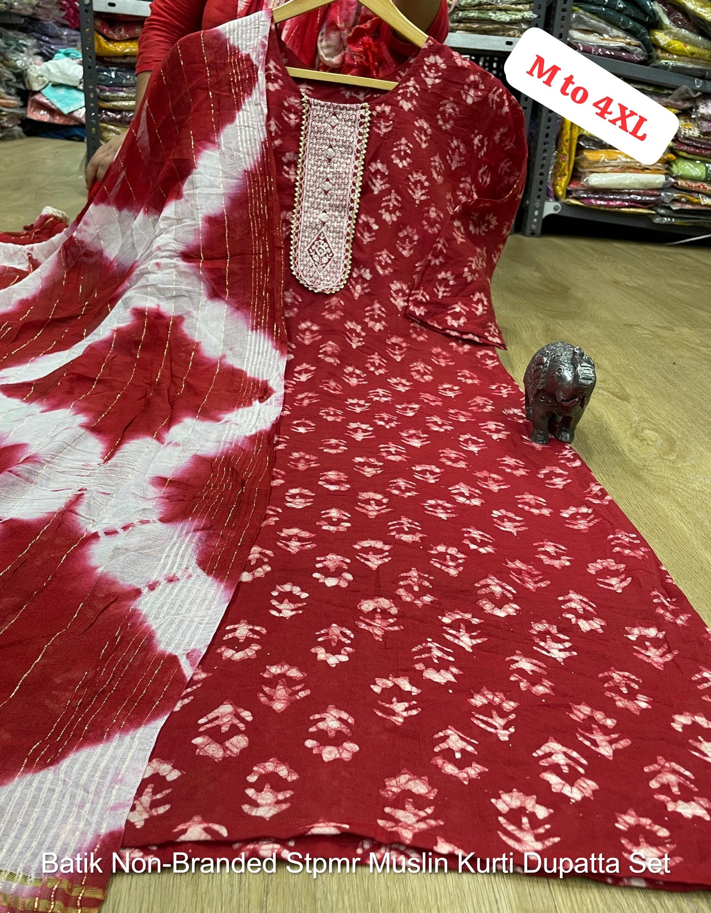 Batik Non-Branded Stpmr Muslin Kurti Dupatta Set