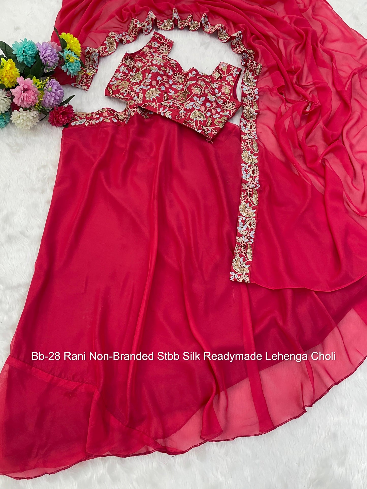 Bb-28 Rani Non-Branded Stbb Silk Readymade Lehenga Choli