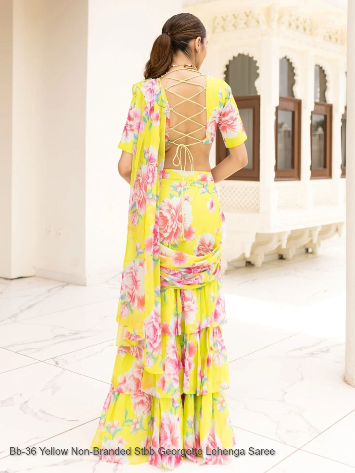 Bb-36 Yellow Non-Branded Stbb Georgette Lehenga Saree
