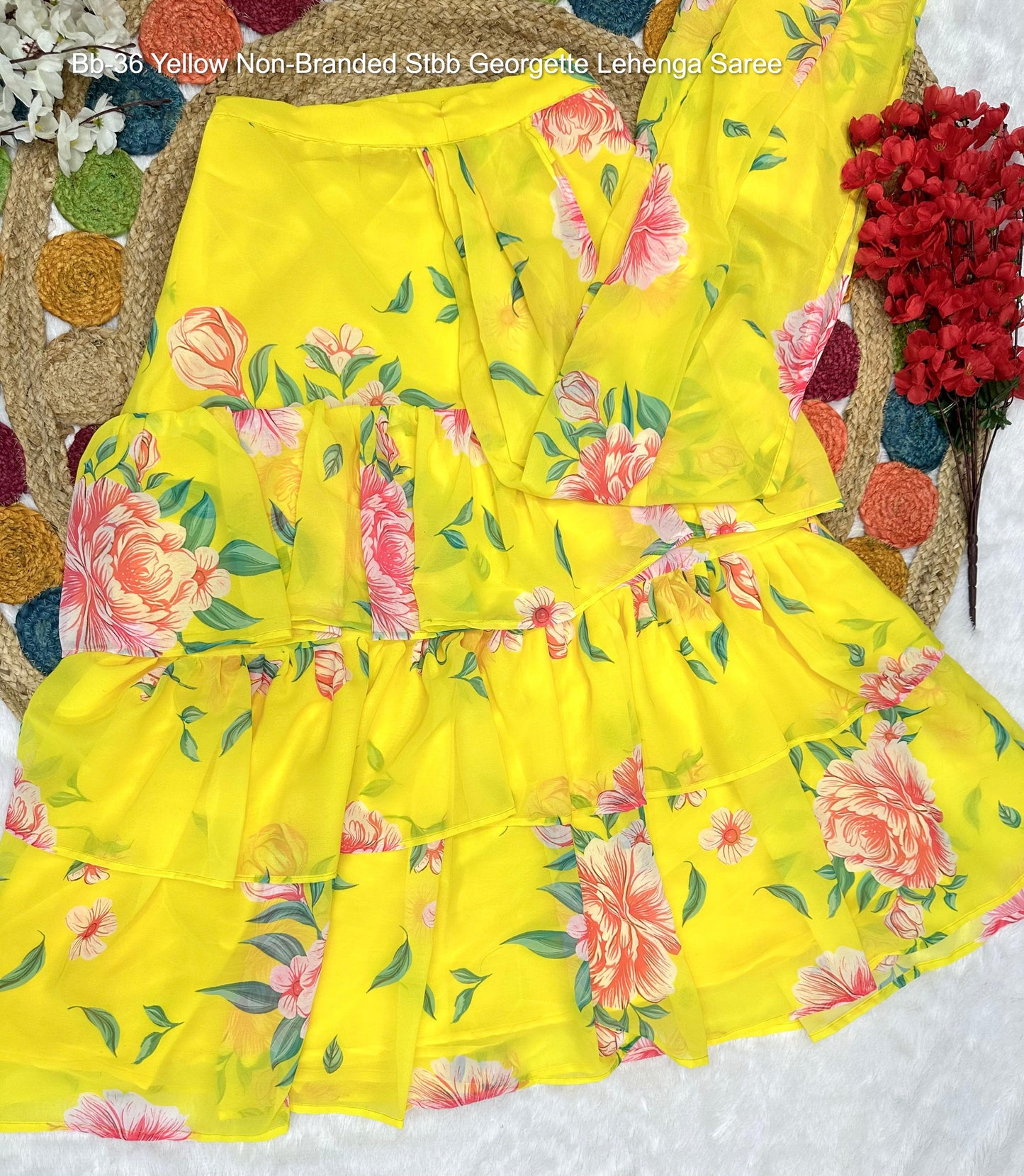 Bb-36 Yellow Non-Branded Stbb Georgette Lehenga Saree