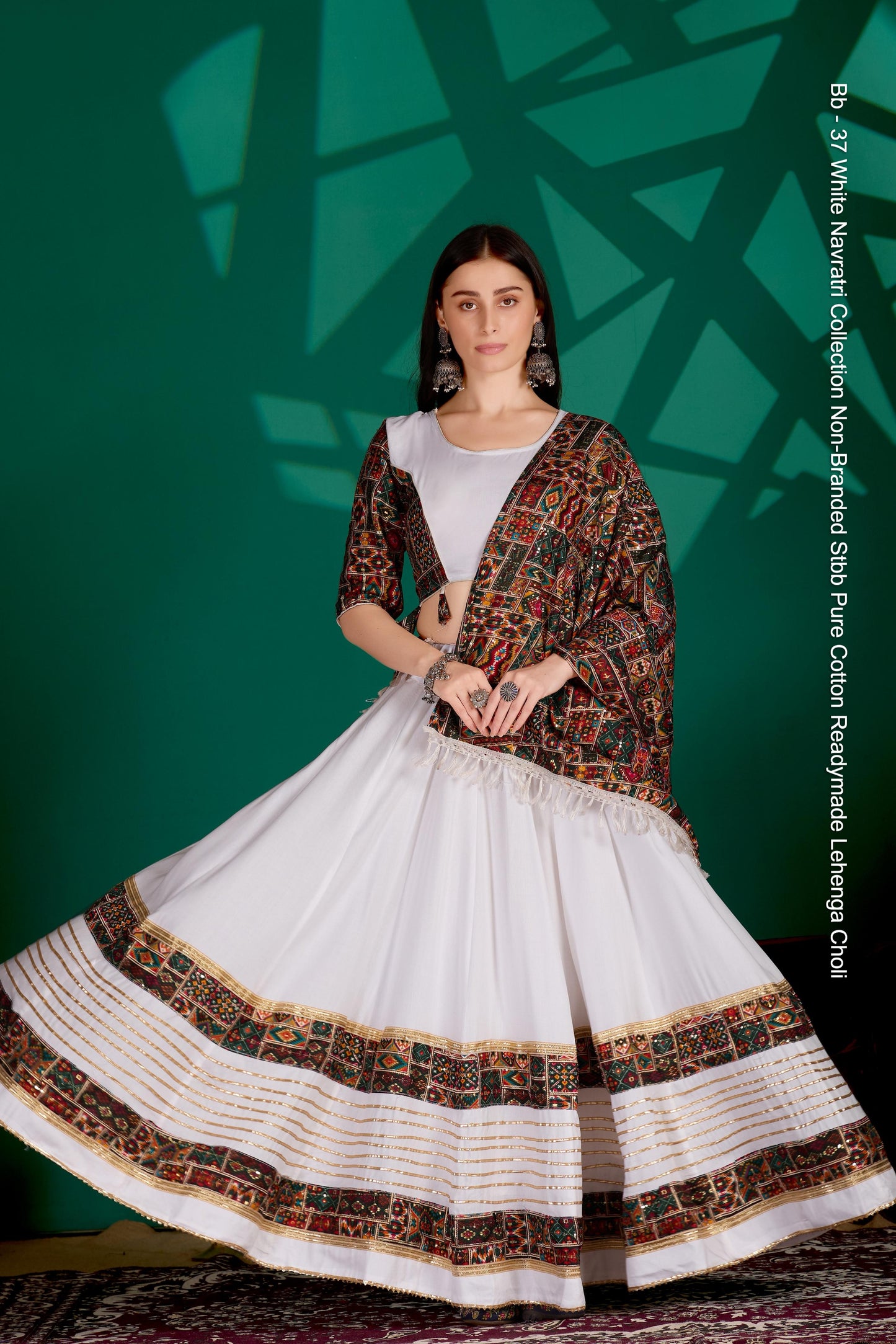Bb - 37 White Navratri Collection Non-Branded Stbb Pure Cotton Readymade Lehenga Choli