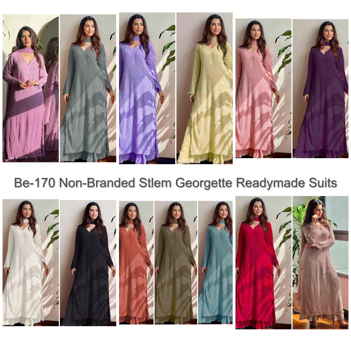 Be-170 Non-Branded Stlem Georgette Readymade Suits