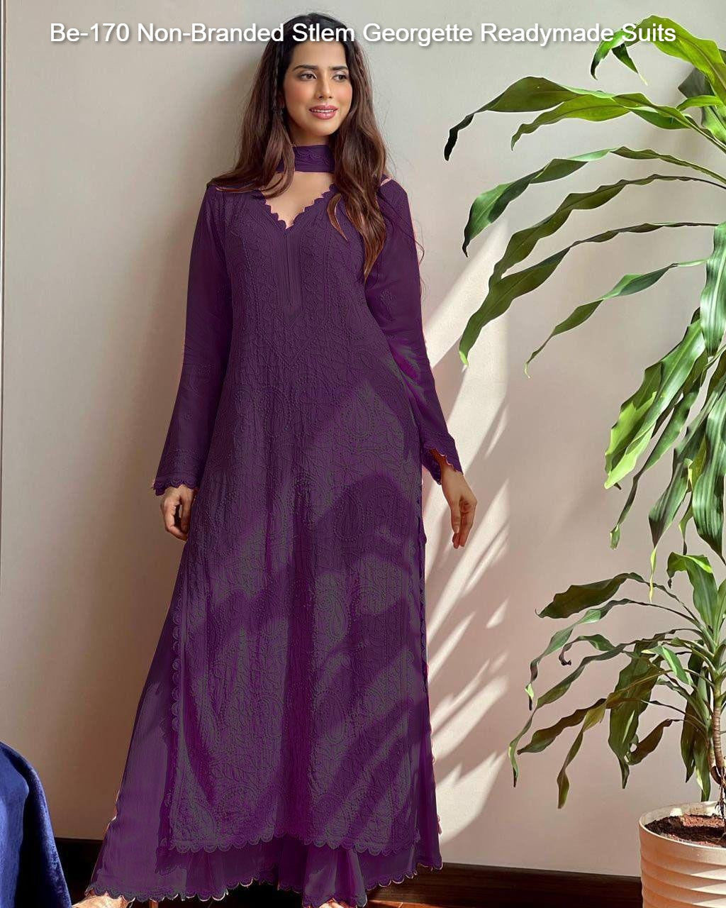 Be-170 Non-Branded Stlem Georgette Readymade Suits