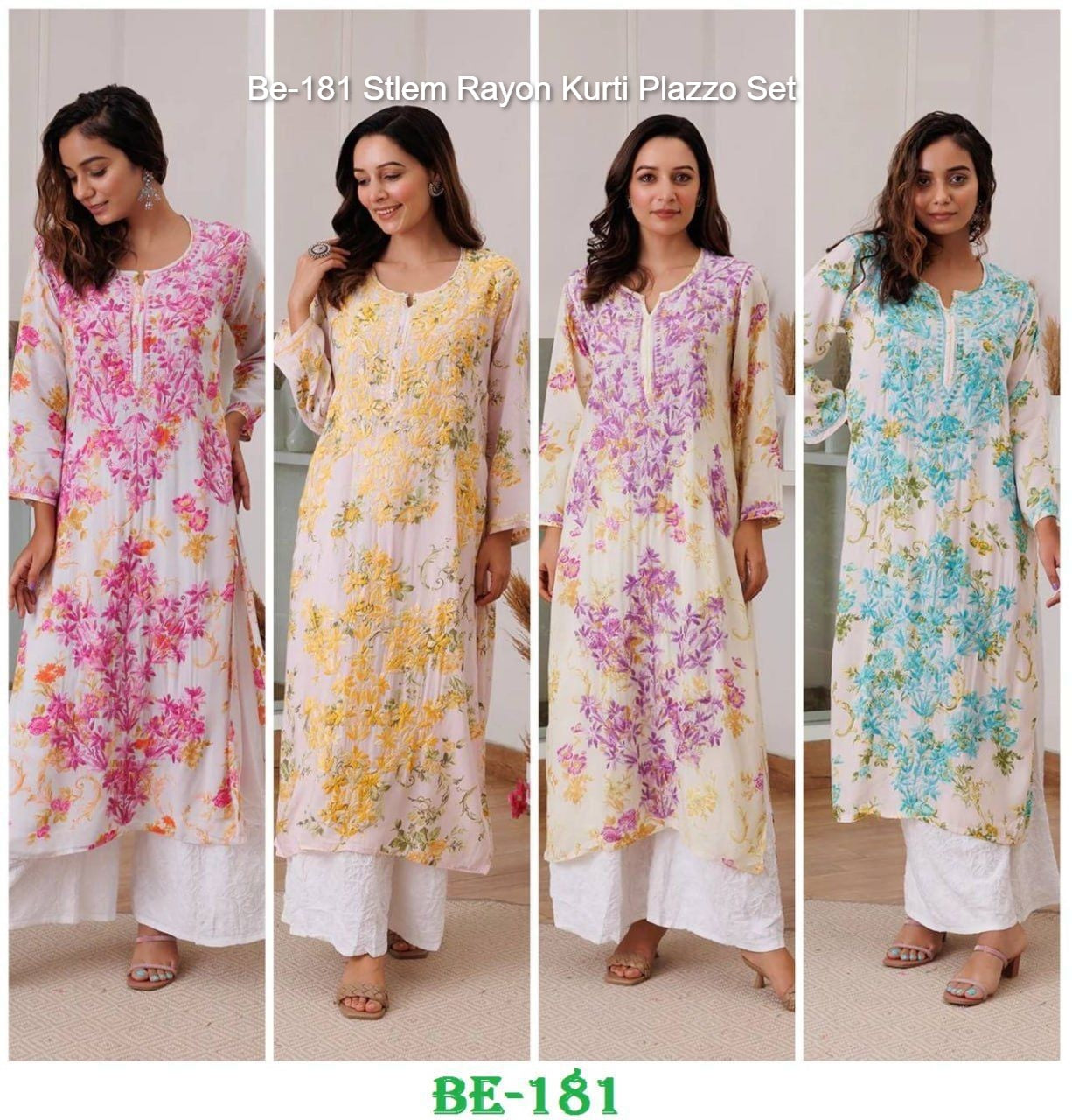 Be-181 Stlem Rayon Kurti Plazzo Set