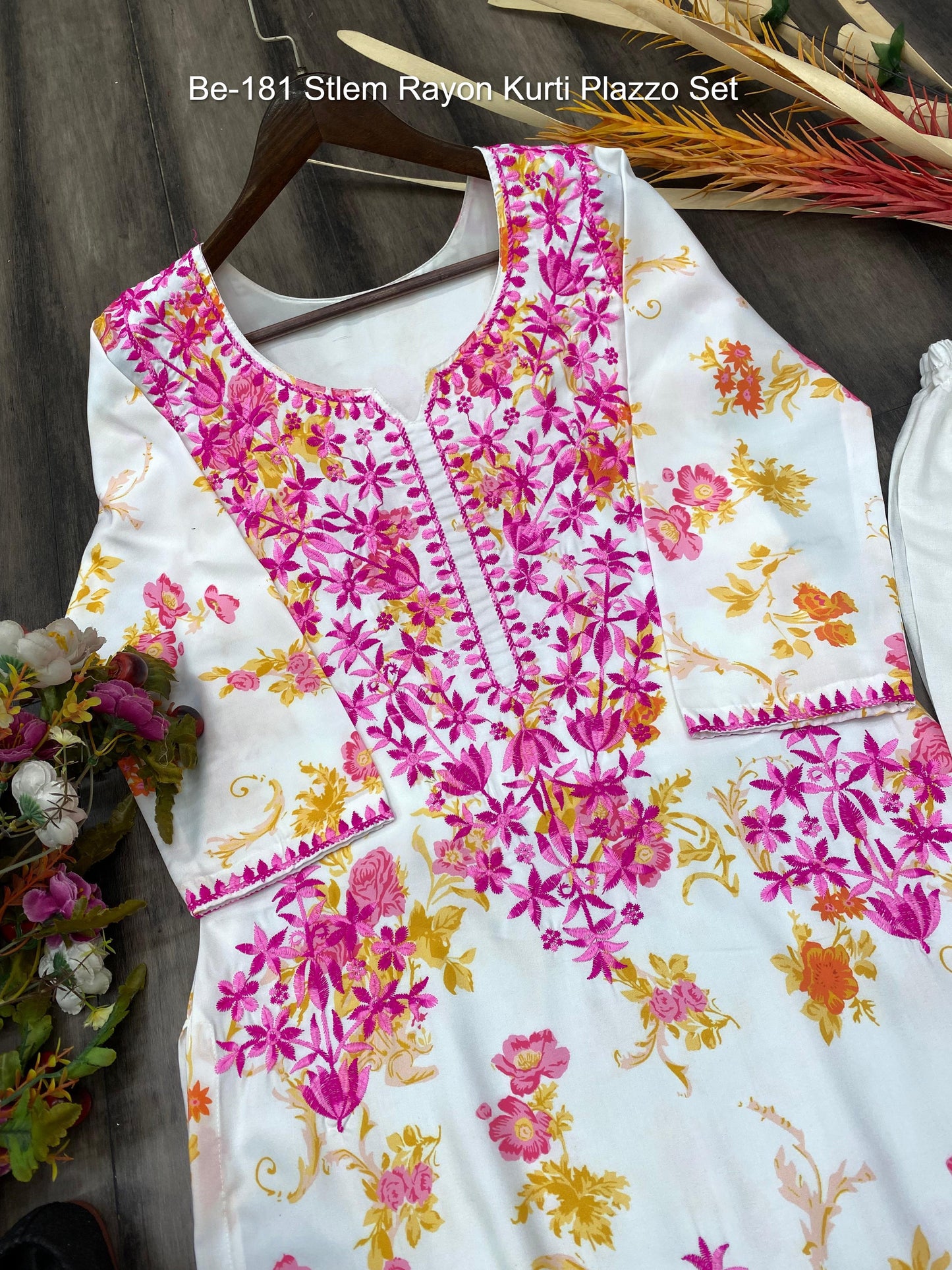 Be-181 Stlem Rayon Kurti Plazzo Set