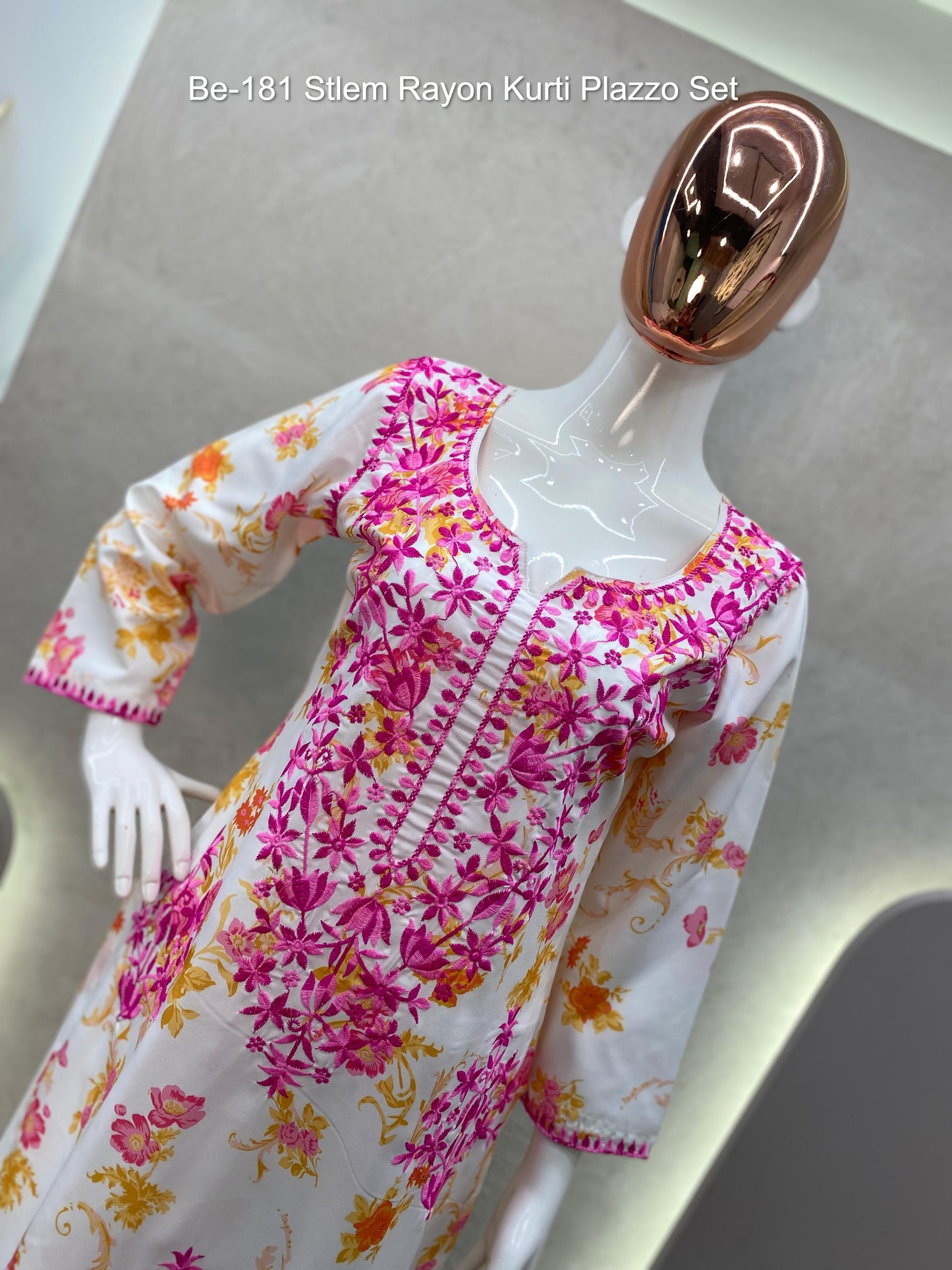 Be-181 Stlem Rayon Kurti Plazzo Set