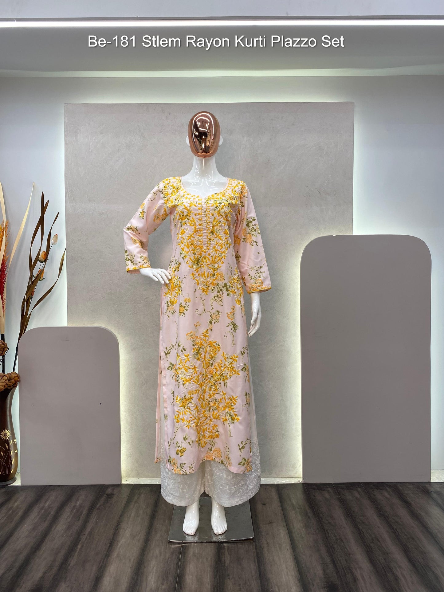 Be-181 Stlem Rayon Kurti Plazzo Set
