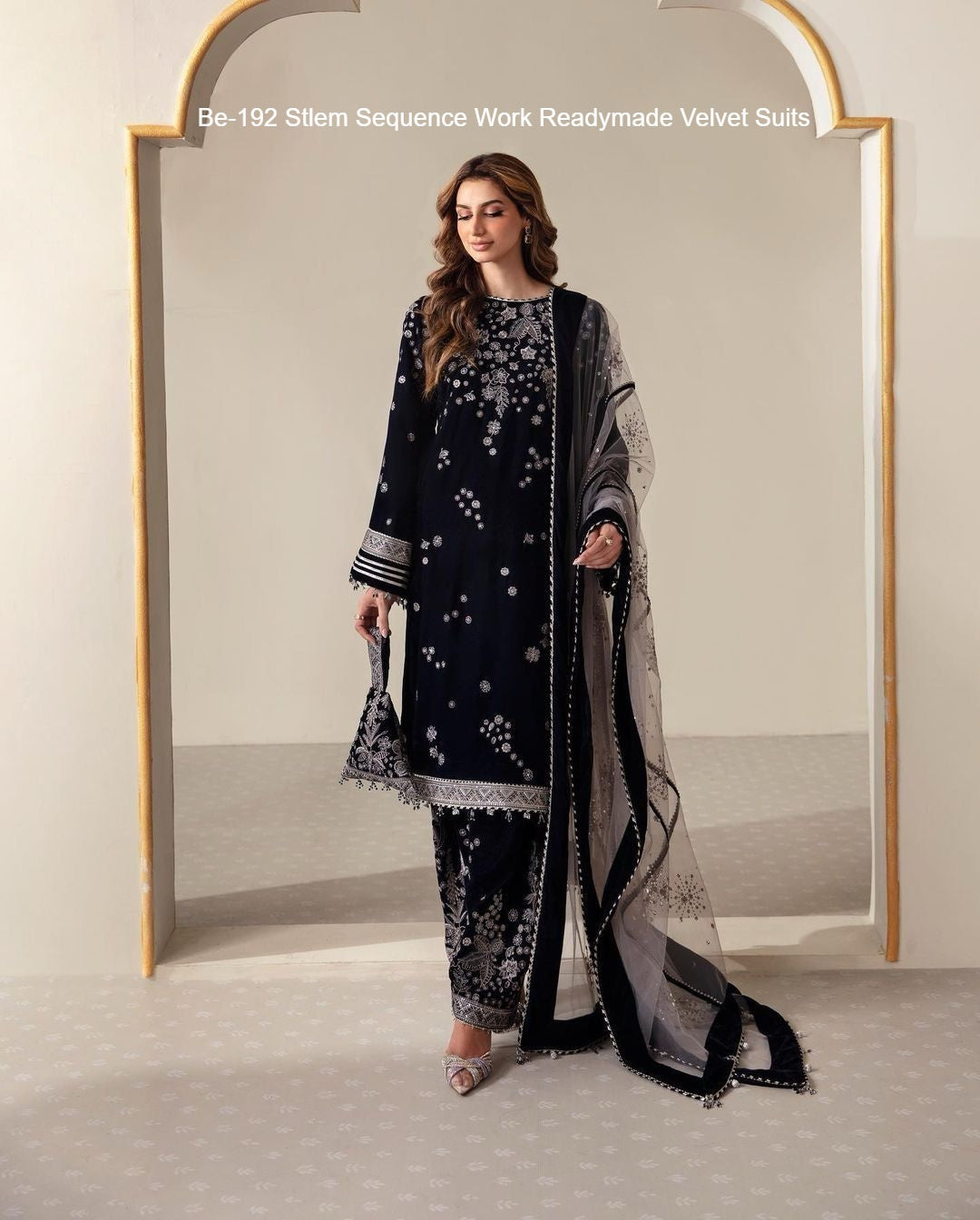 Be-192 Stlem Sequence Work Readymade Velvet Suits