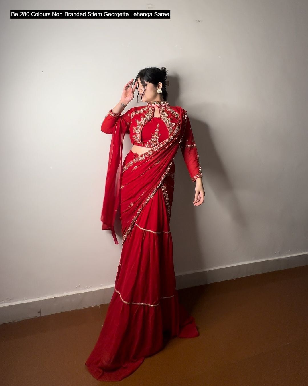 Be-280 Colours Non-Branded Stlem Georgette Lehenga Saree