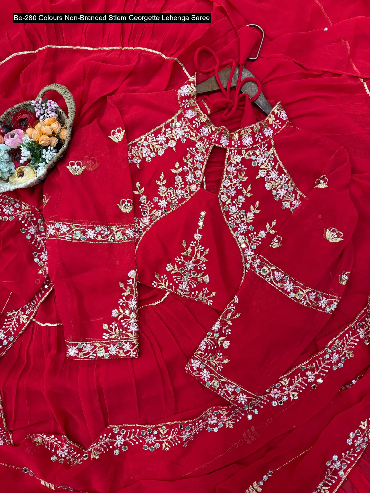 Be-280 Colours Non-Branded Stlem Georgette Lehenga Saree