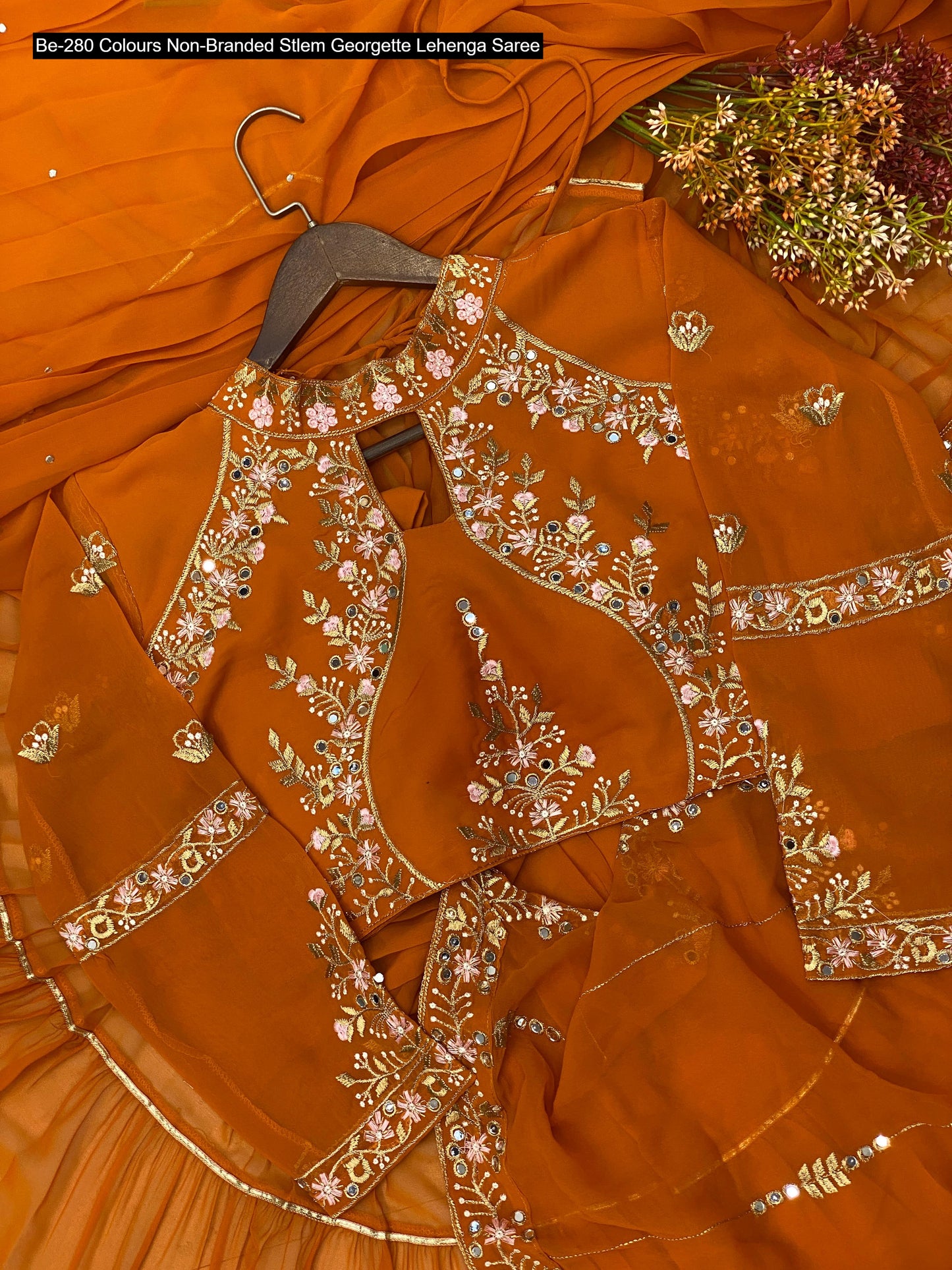 Be-280 Colours Non-Branded Stlem Georgette Lehenga Saree