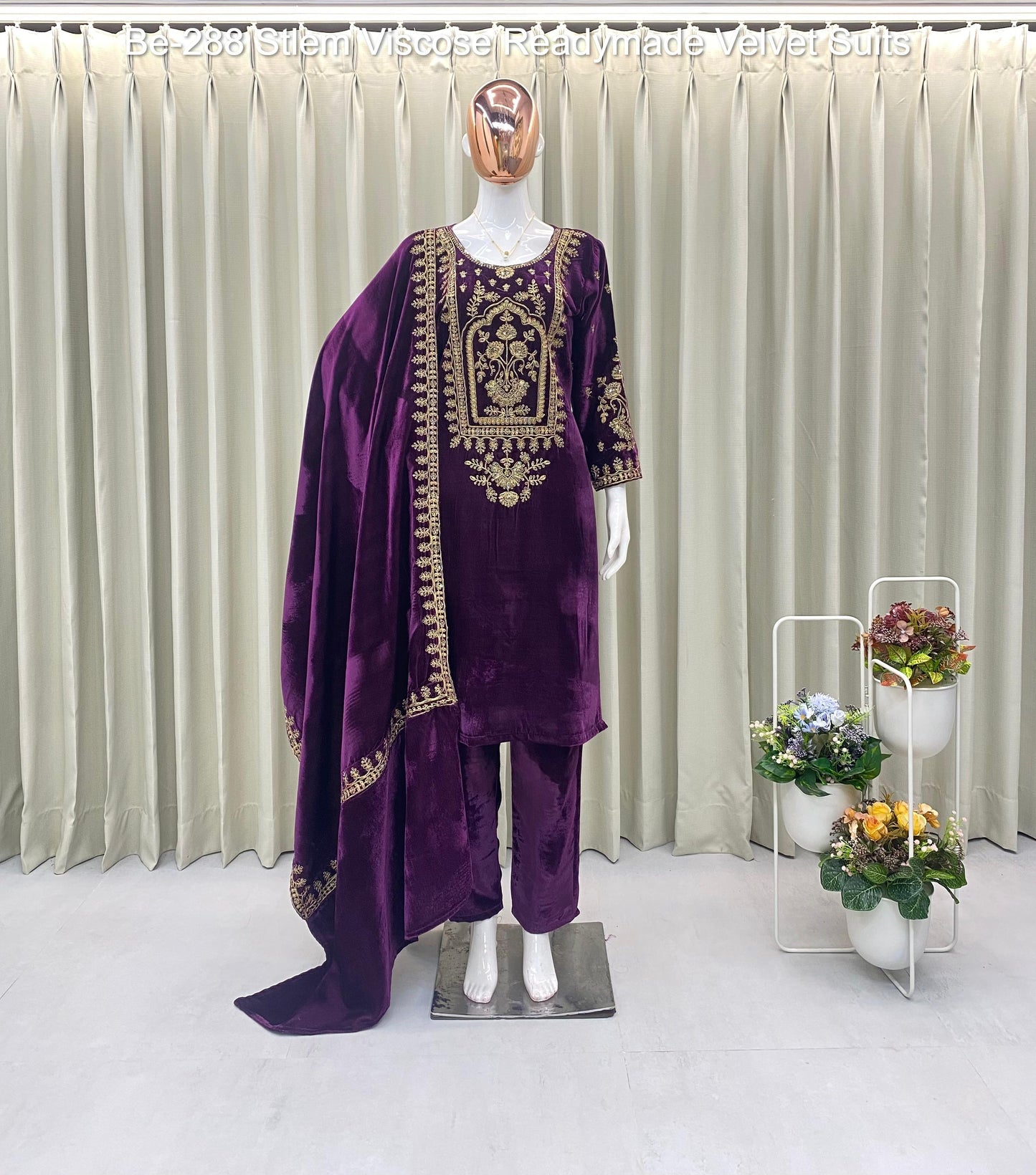 Be-288 Stlem Viscose Readymade Velvet Suits