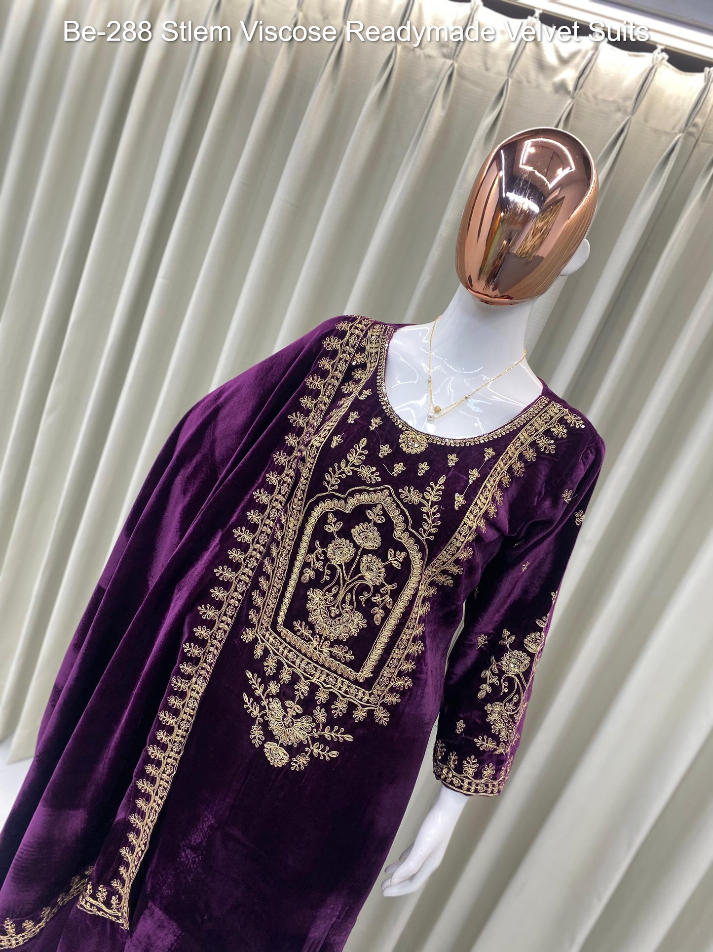 Be-288 Stlem Viscose Readymade Velvet Suits