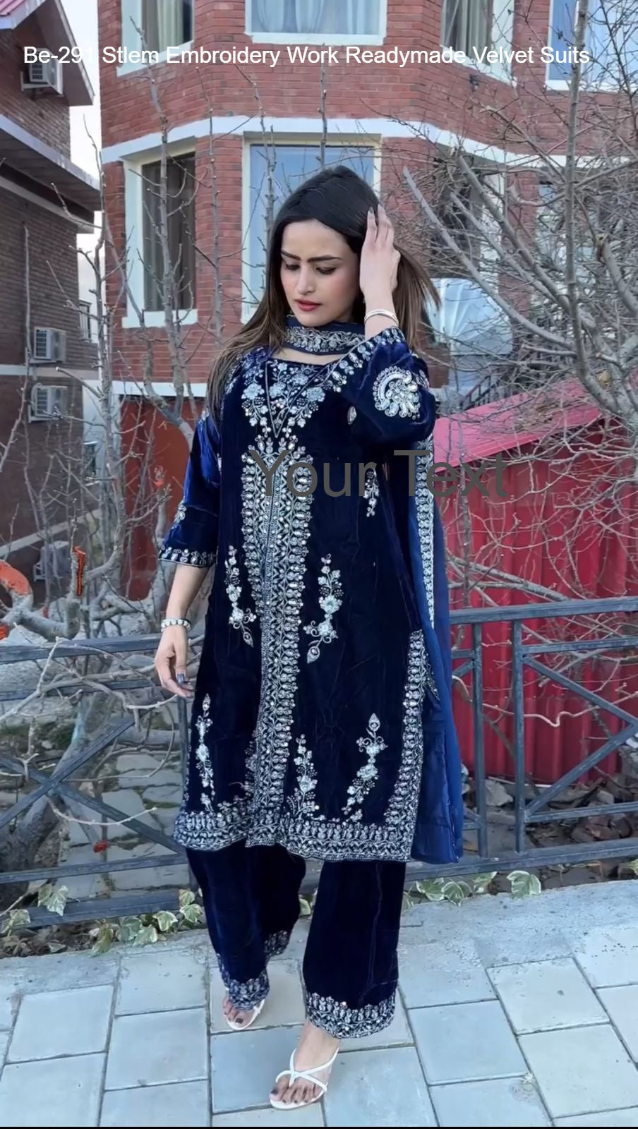 Be-291 Stlem Embroidery Work Readymade Velvet Suits