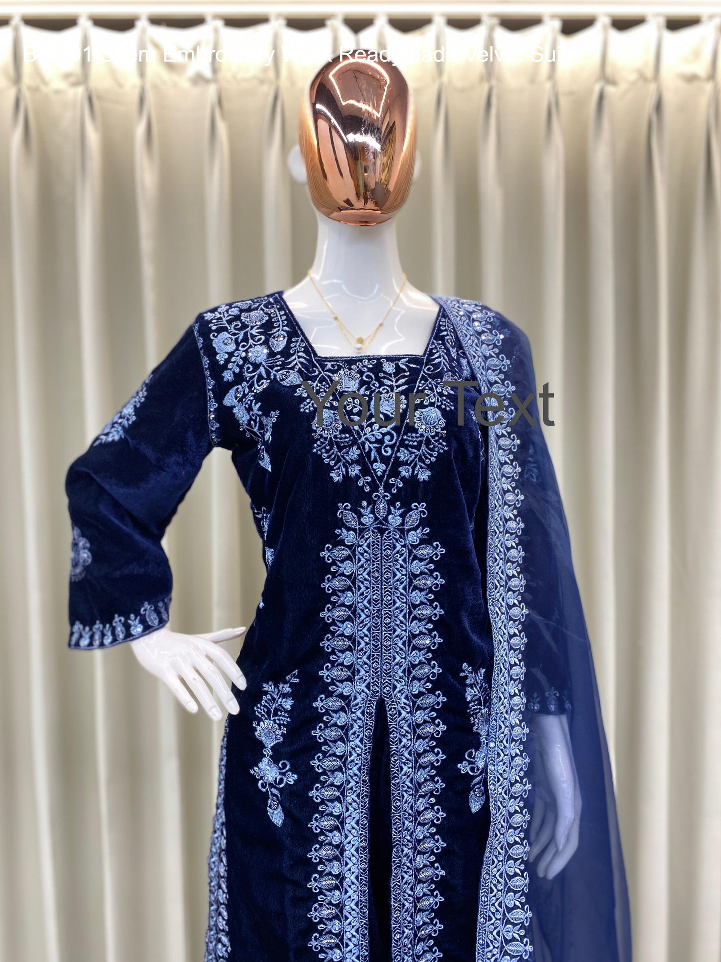 Be-291 Stlem Embroidery Work Readymade Velvet Suits