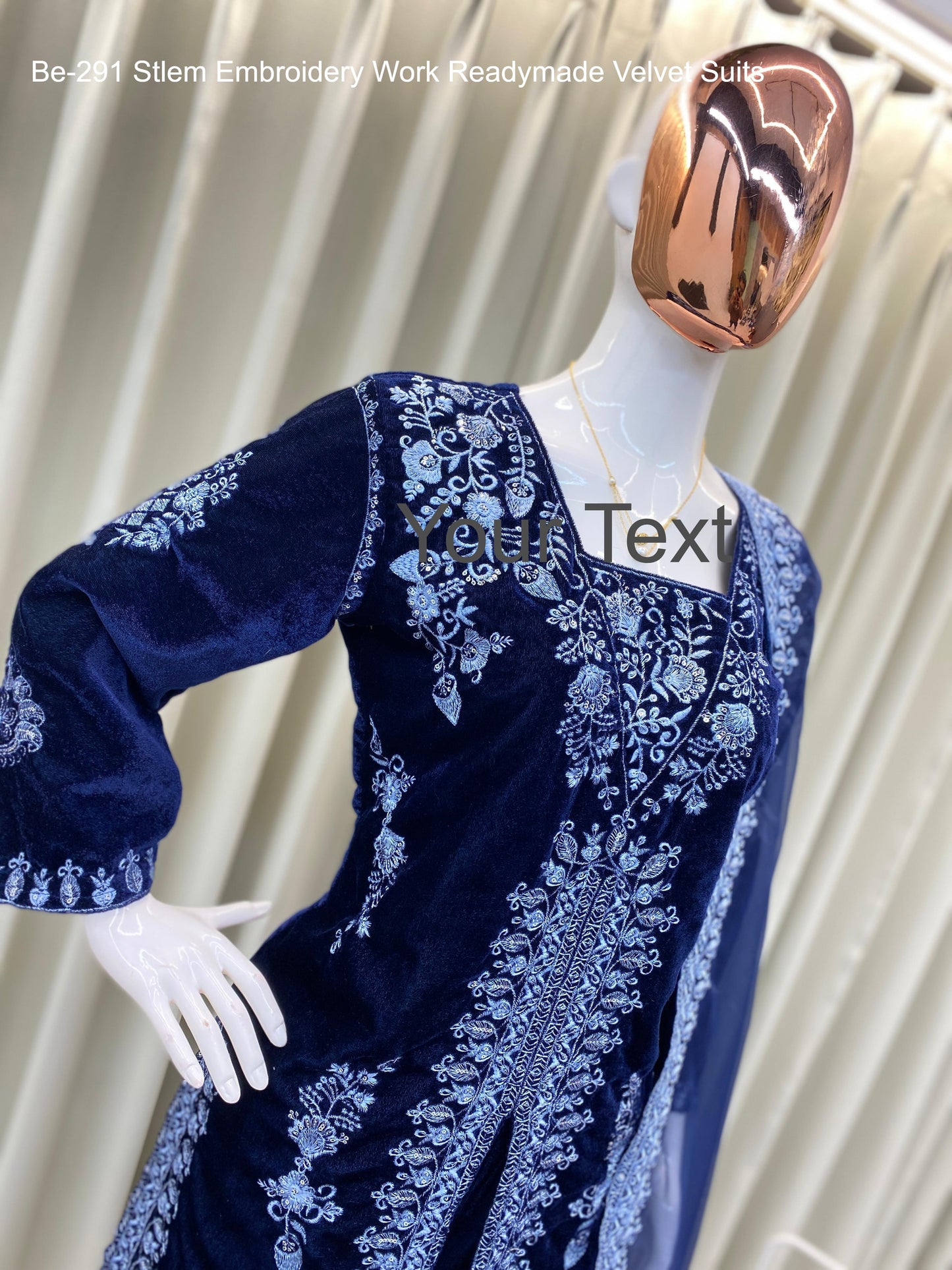 Be-291 Stlem Embroidery Work Readymade Velvet Suits