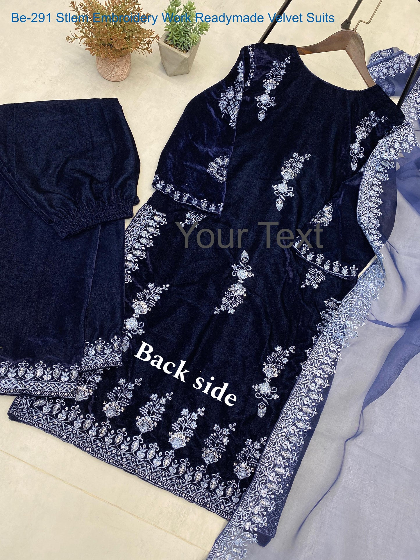 Be-291 Stlem Embroidery Work Readymade Velvet Suits