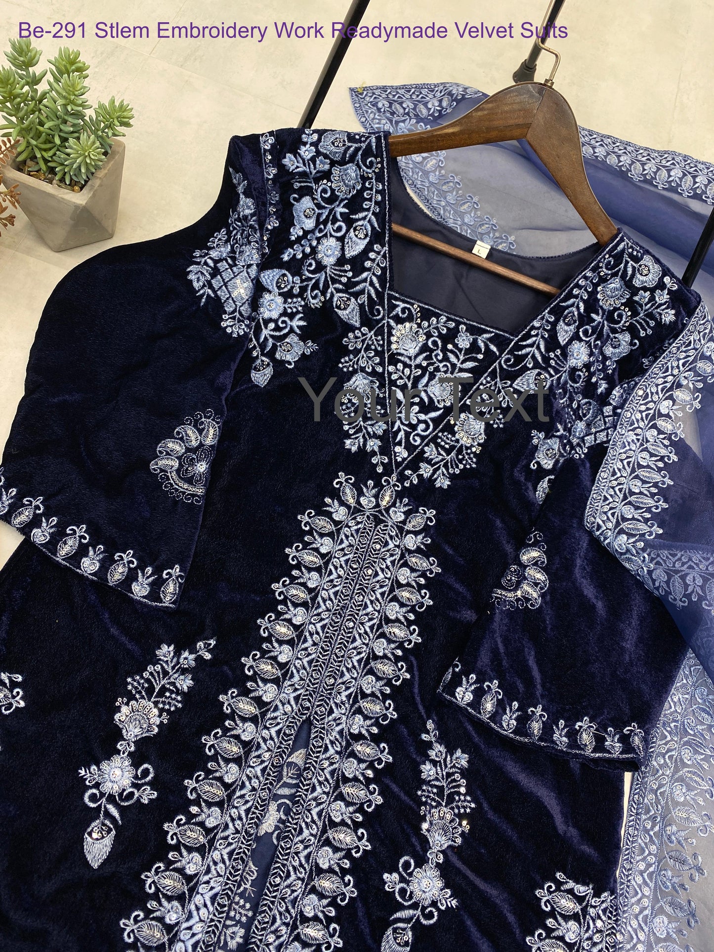 Be-291 Stlem Embroidery Work Readymade Velvet Suits