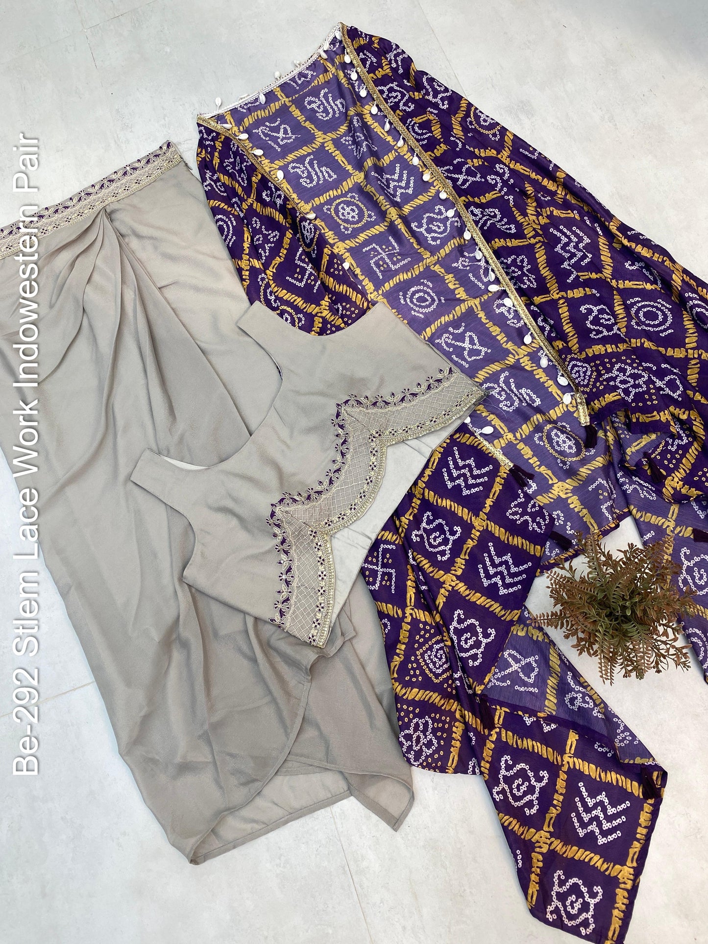 Be-292 Stlem Lace Work Indowestern Pair