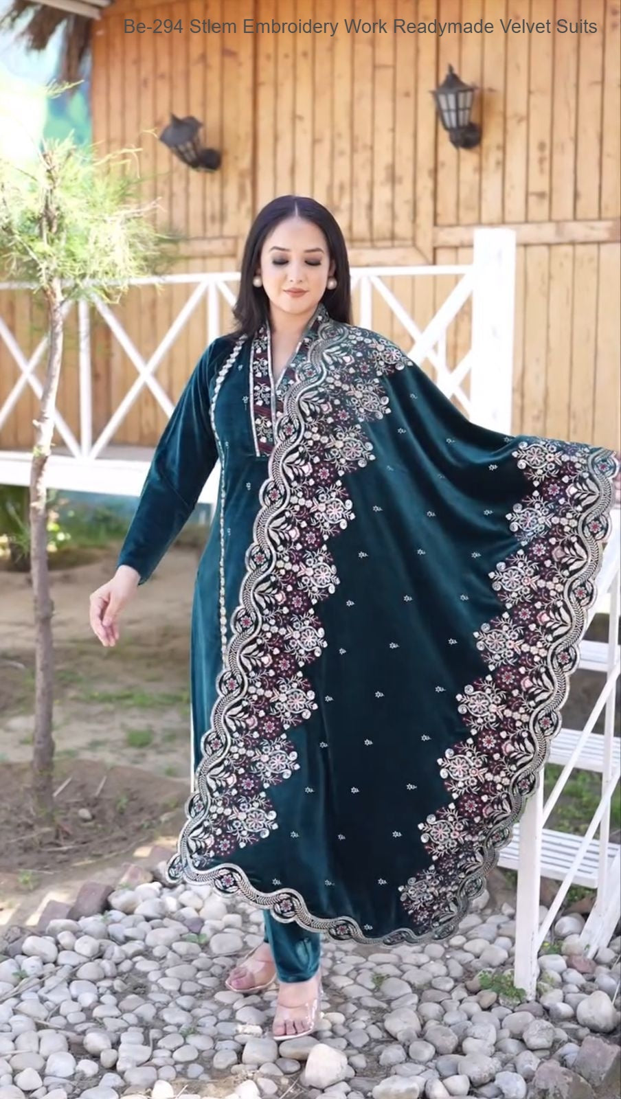 Be-294 Stlem Embroidery Work Readymade Velvet Suits