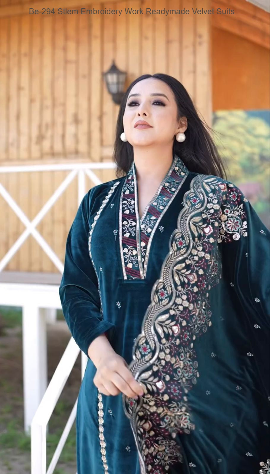 Be-294 Stlem Embroidery Work Readymade Velvet Suits