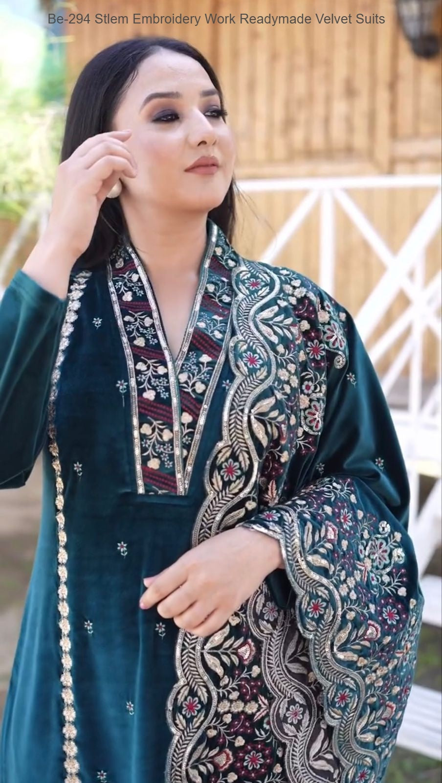 Be-294 Stlem Embroidery Work Readymade Velvet Suits