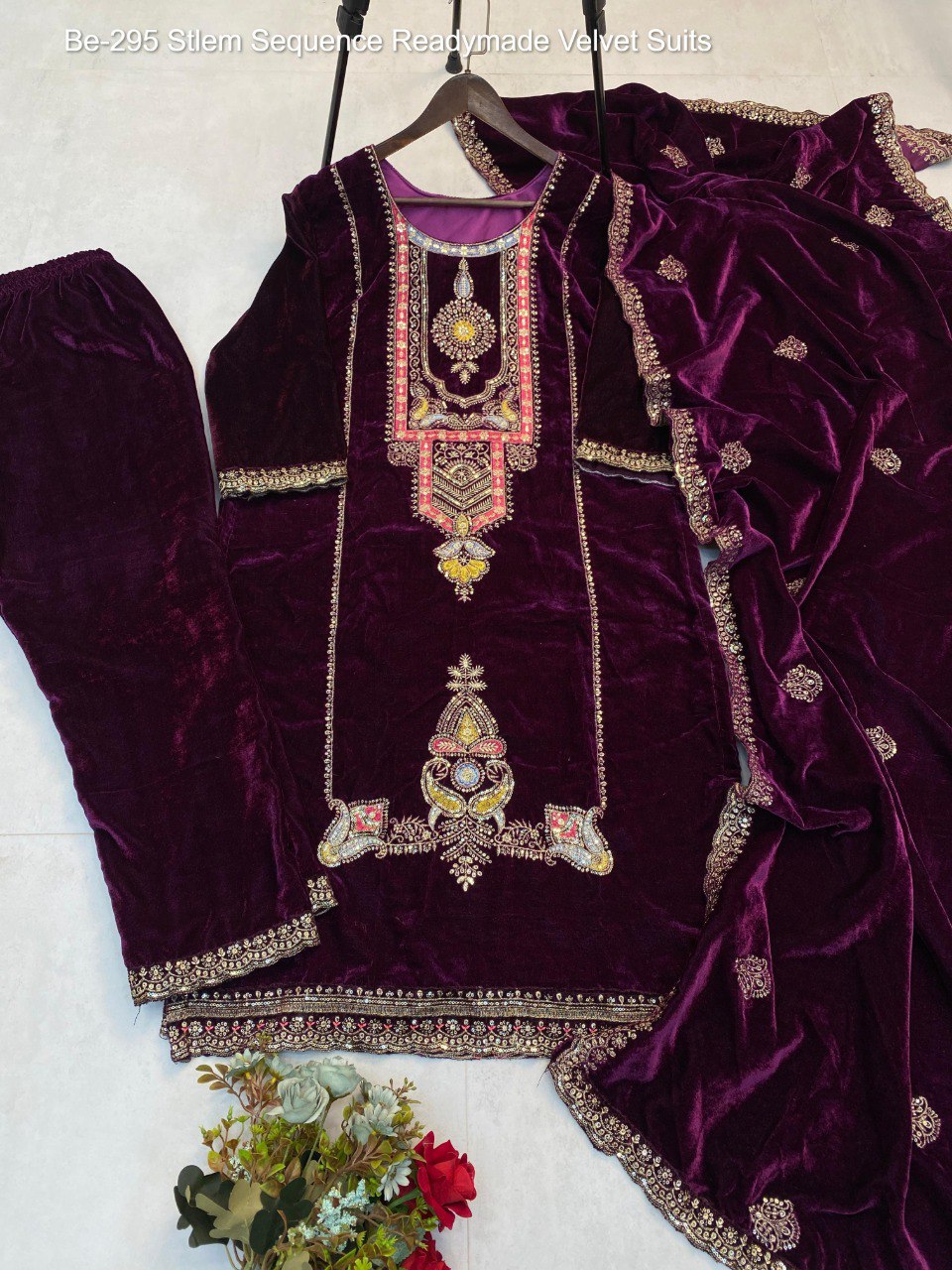 Be-295 Stlem Sequence Readymade Velvet Suits