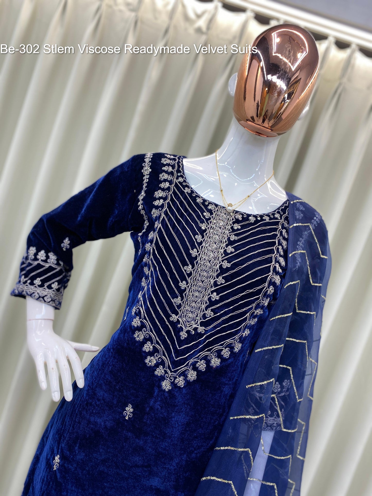Be-302 Stlem Viscose Readymade Velvet Suits