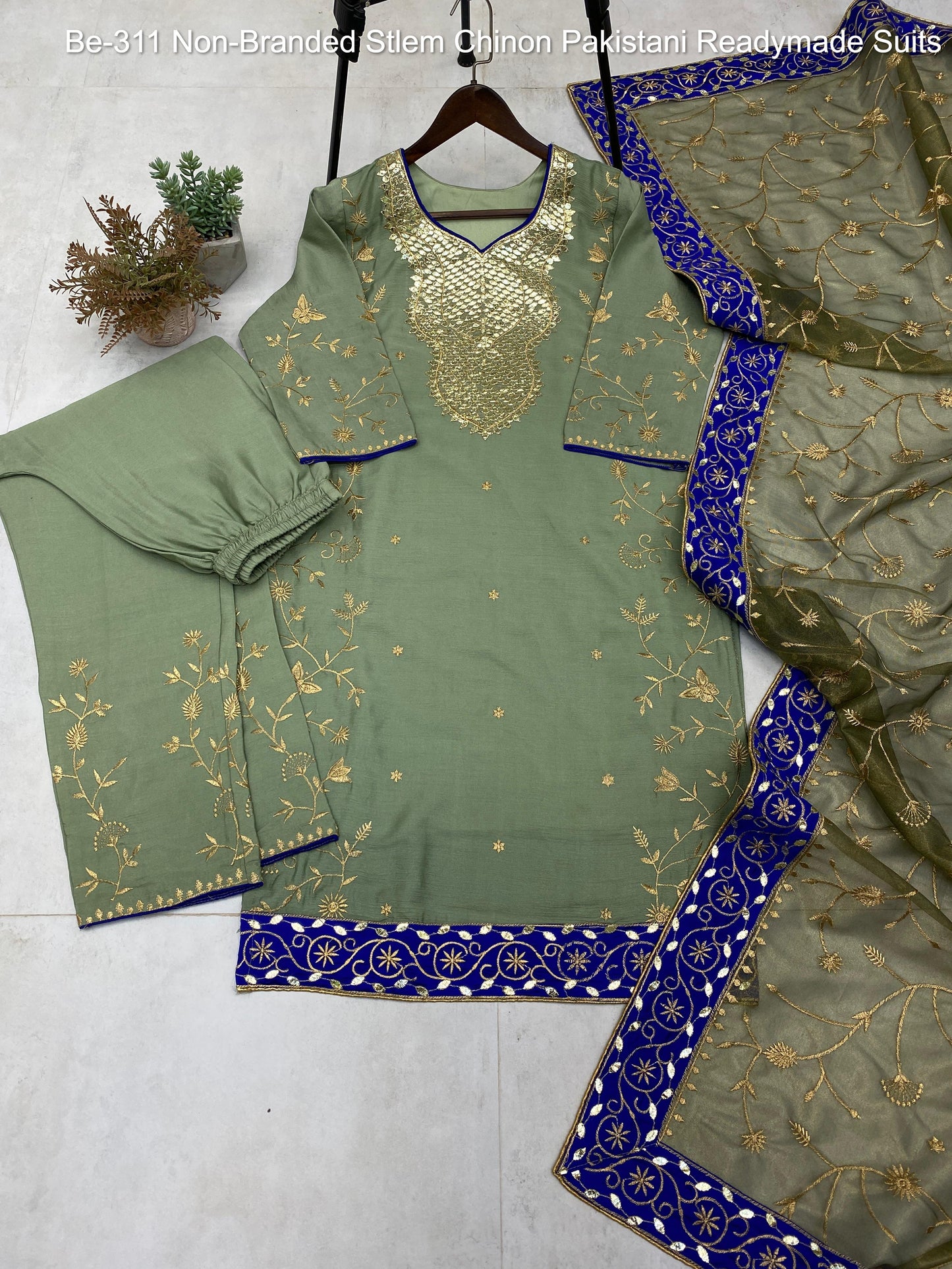 Be-311 Non-Branded Stlem Chinon Pakistani Readymade Suits