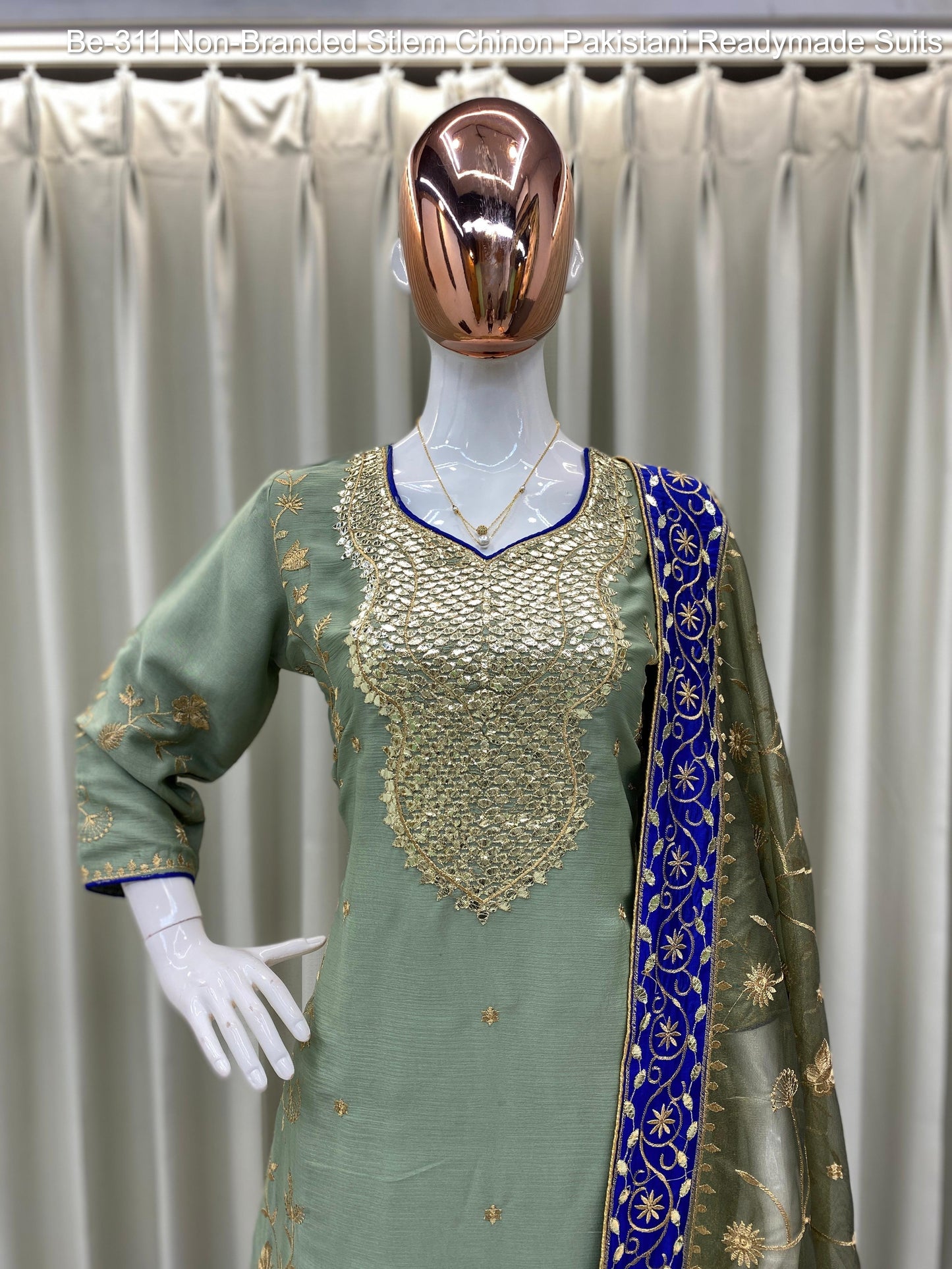 Be-311 Non-Branded Stlem Chinon Pakistani Readymade Suits