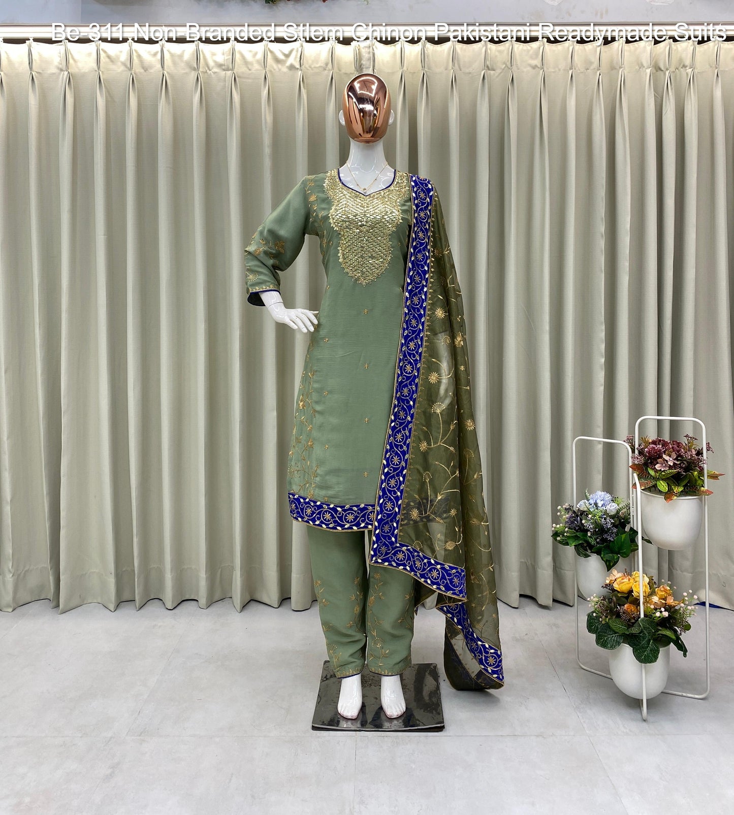 Be-311 Non-Branded Stlem Chinon Pakistani Readymade Suits