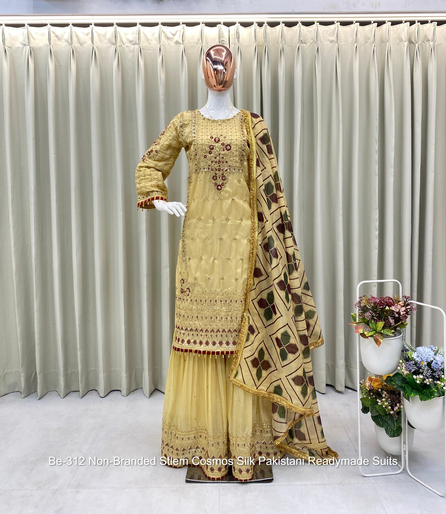 Be-312 Non-Branded Stlem Cosmos Silk Pakistani Readymade Suits