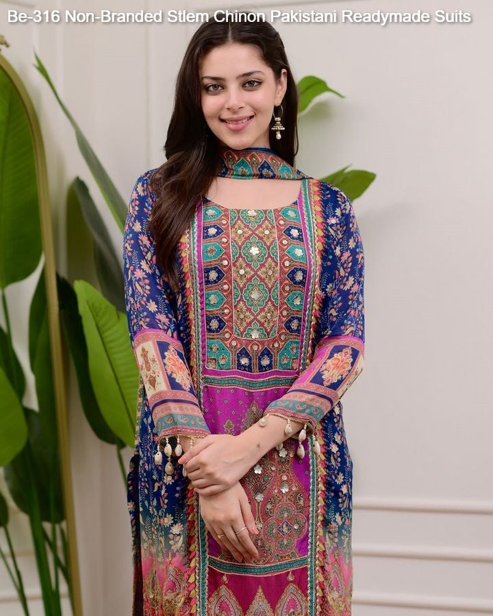 Be-316 Non-Branded Stlem Chinon Pakistani Readymade Suits