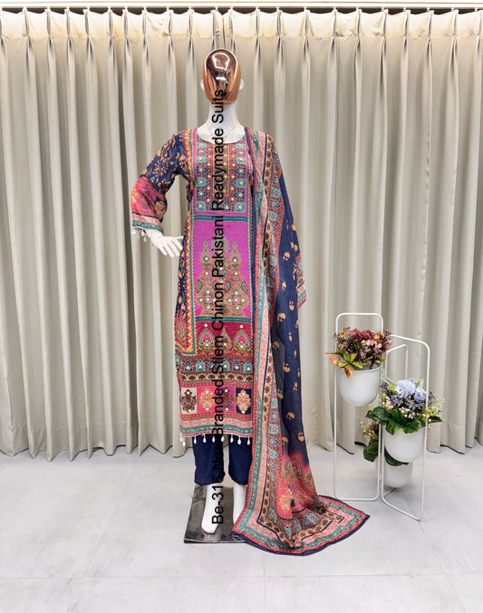 Be-316 Non-Branded Stlem Chinon Pakistani Readymade Suits