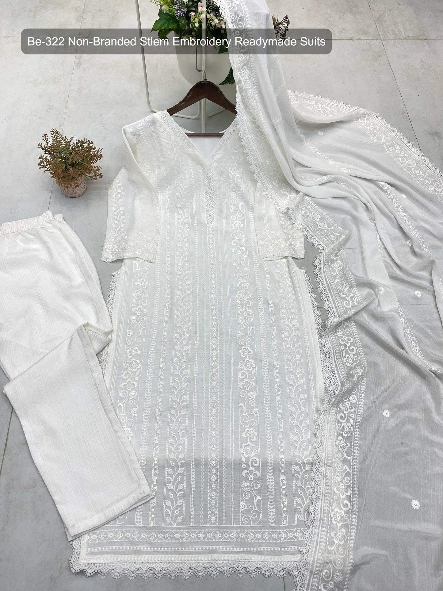 Be-322 Non-Branded Stlem Embroidery Readymade Suits