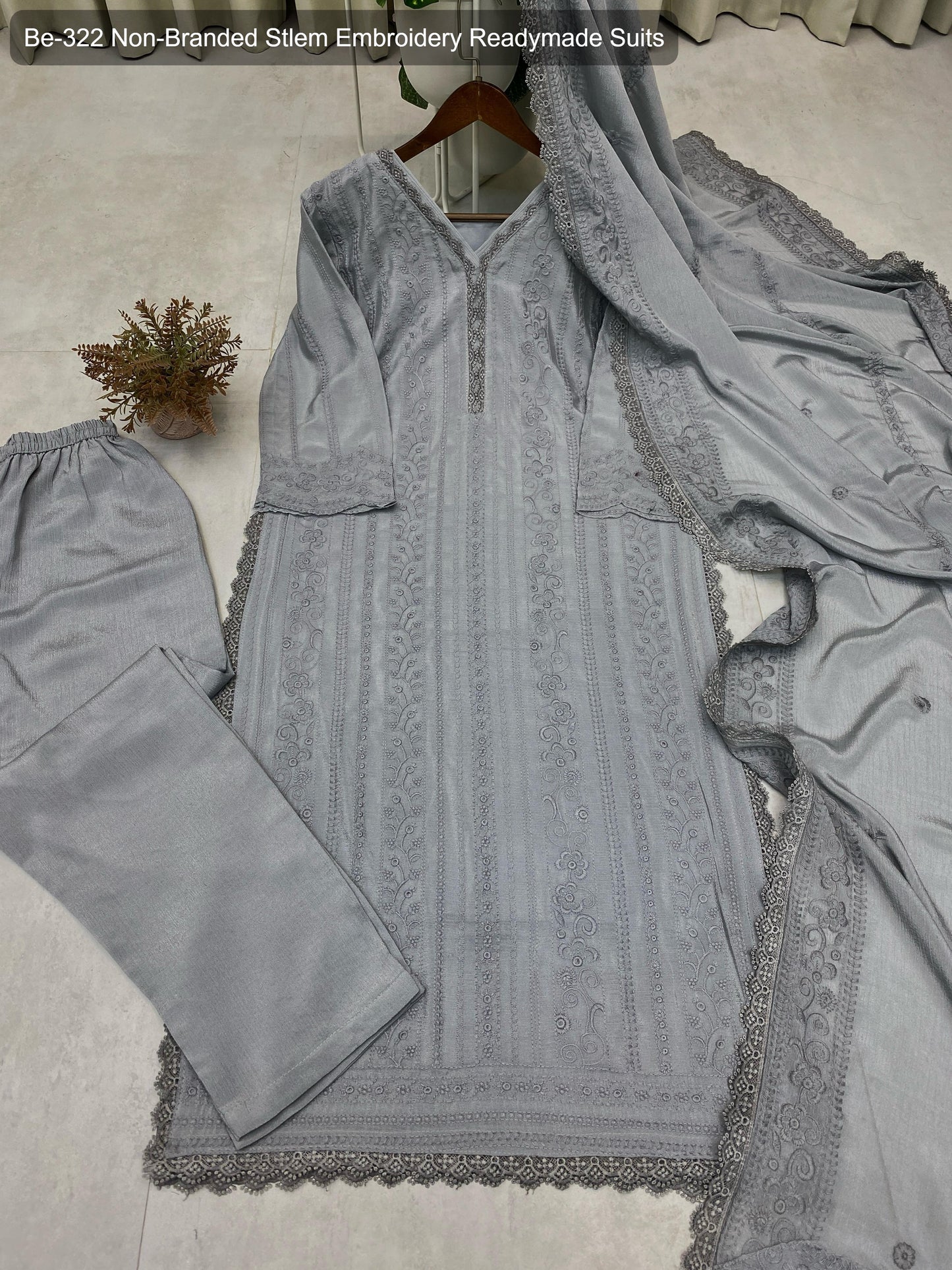 Be-322 Non-Branded Stlem Embroidery Readymade Suits