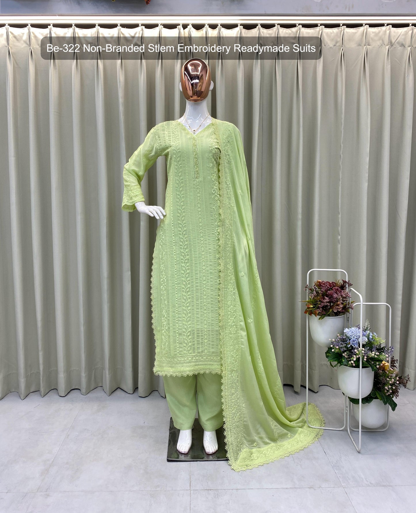 Be-322 Non-Branded Stlem Embroidery Readymade Suits