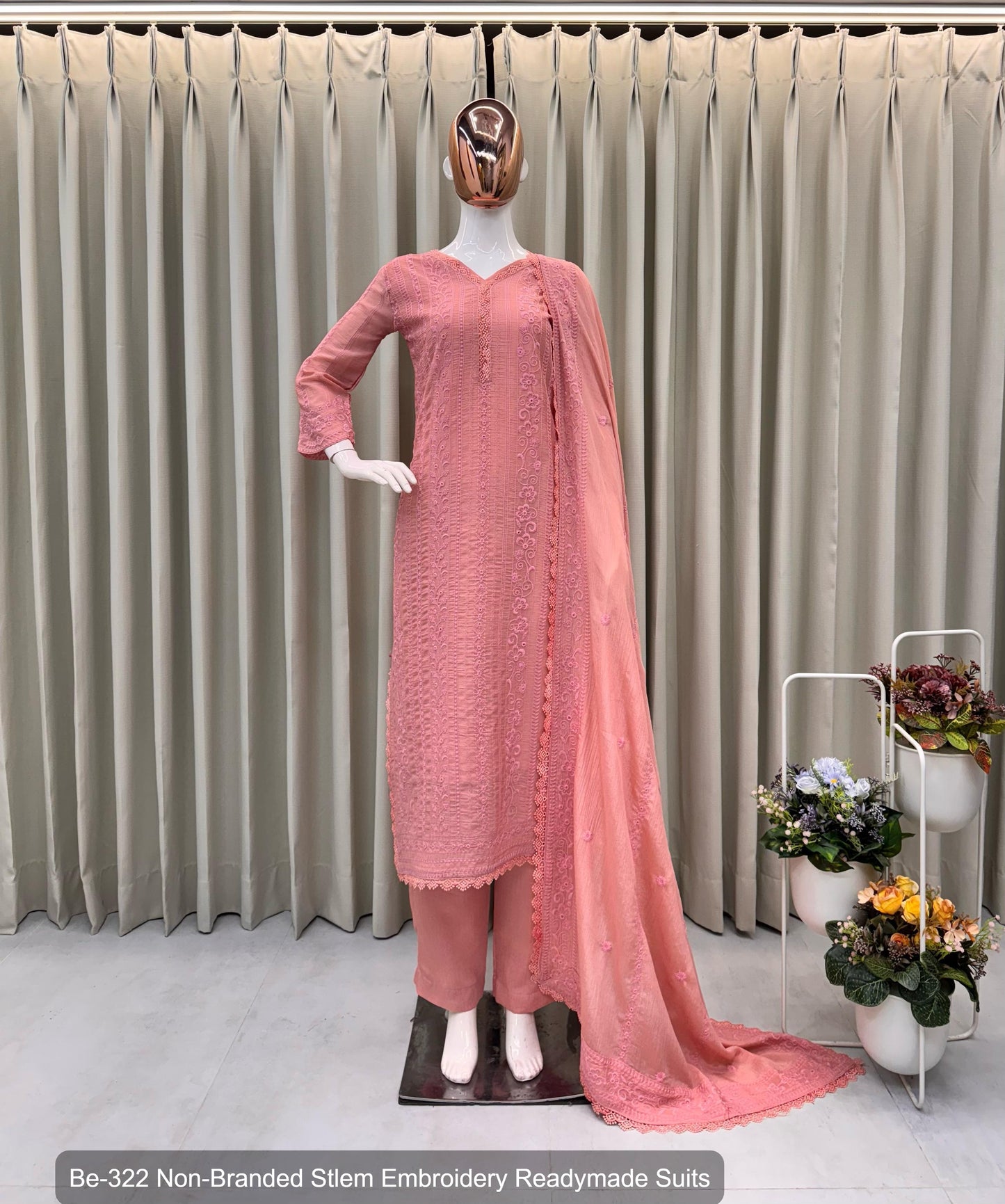 Be-322 Non-Branded Stlem Embroidery Readymade Suits