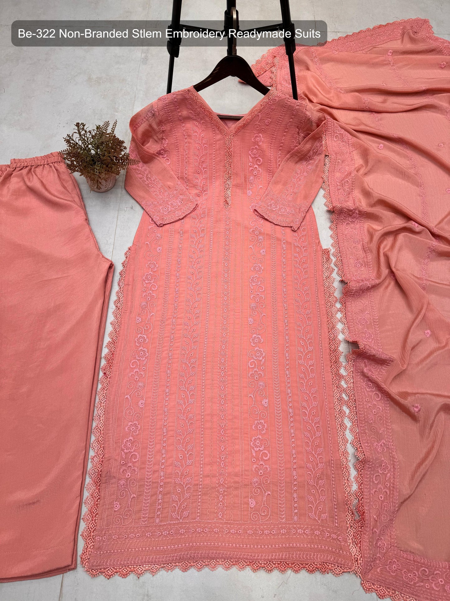 Be-322 Non-Branded Stlem Embroidery Readymade Suits