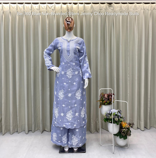 Be-360 Blue Non-Branded Stlem Jimmy Choo Readymade Suits