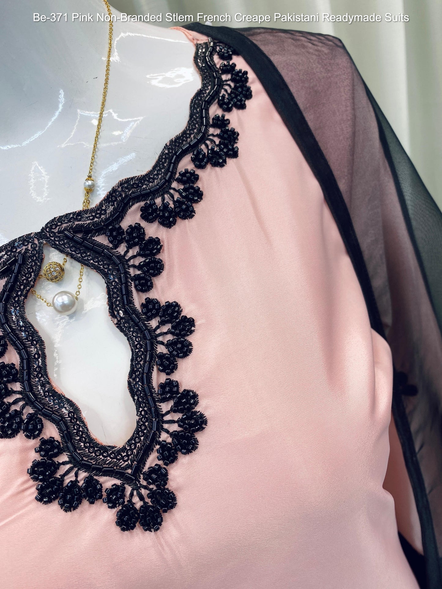 Be-371 Pink Non-Branded Stlem French Creape Pakistani Readymade Suits